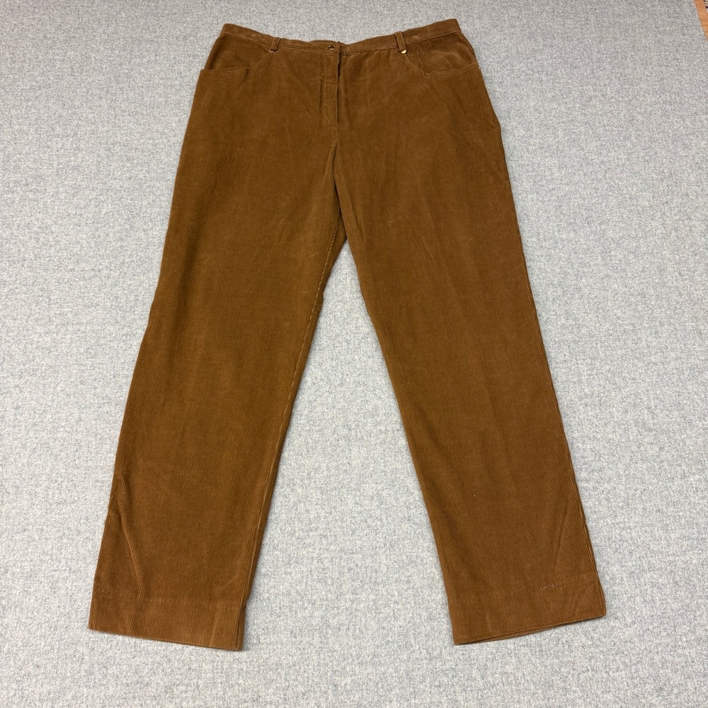 Voyage by Marina Rinaldi Corduroy Pants 27 Brown Straight Leg Italy 0627